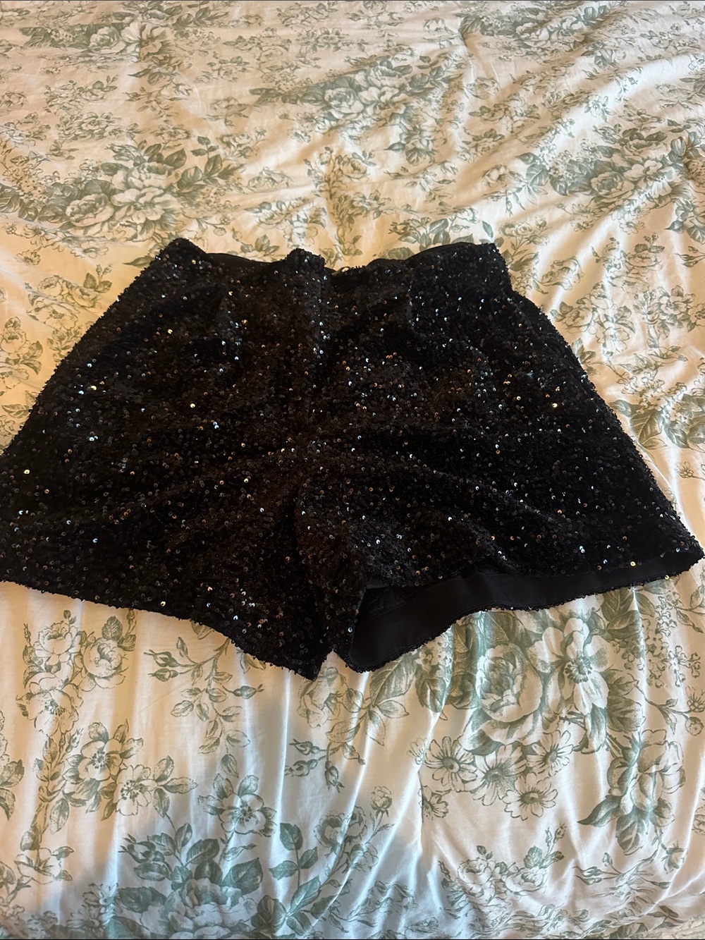 Zara Black Sequin High-Waist Shorts